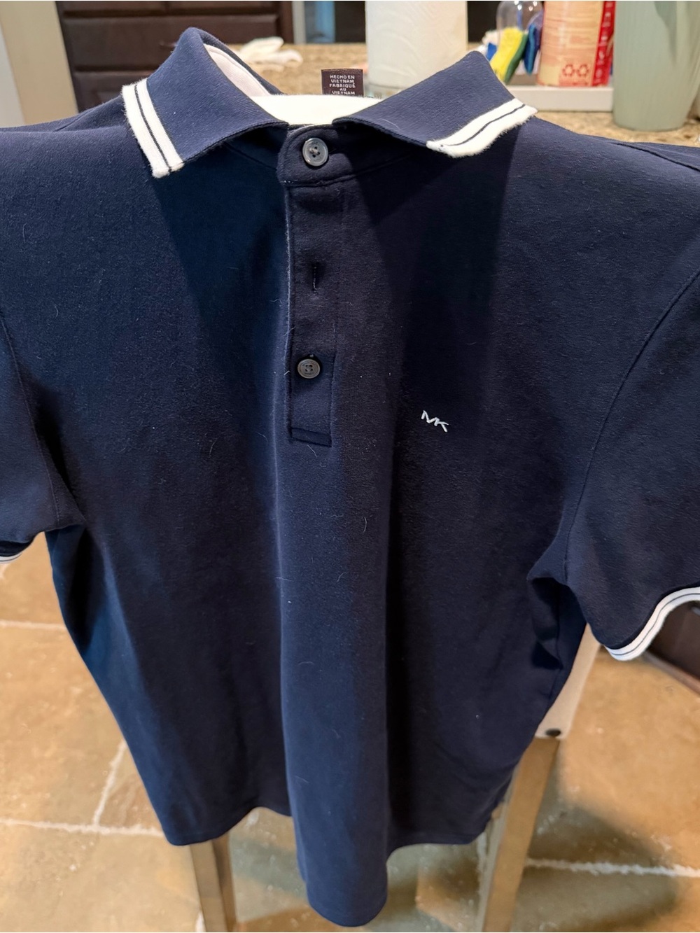 Michael Kors Navy Polo with White Trim and MK Embroidery